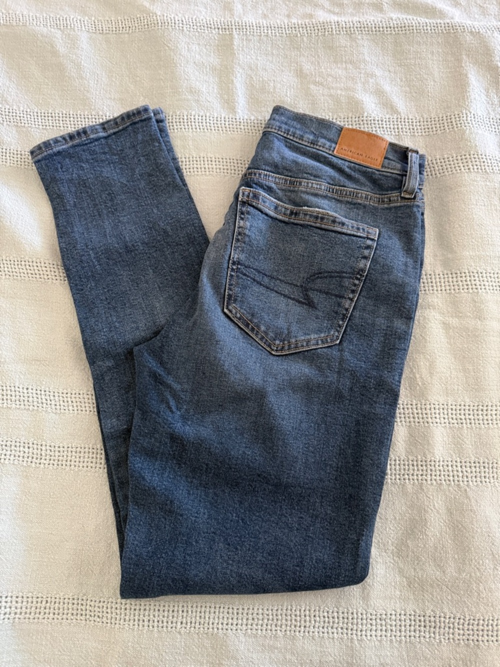 American Eagle Outfitters Mid/Dark Blue Straight Leg Jeans